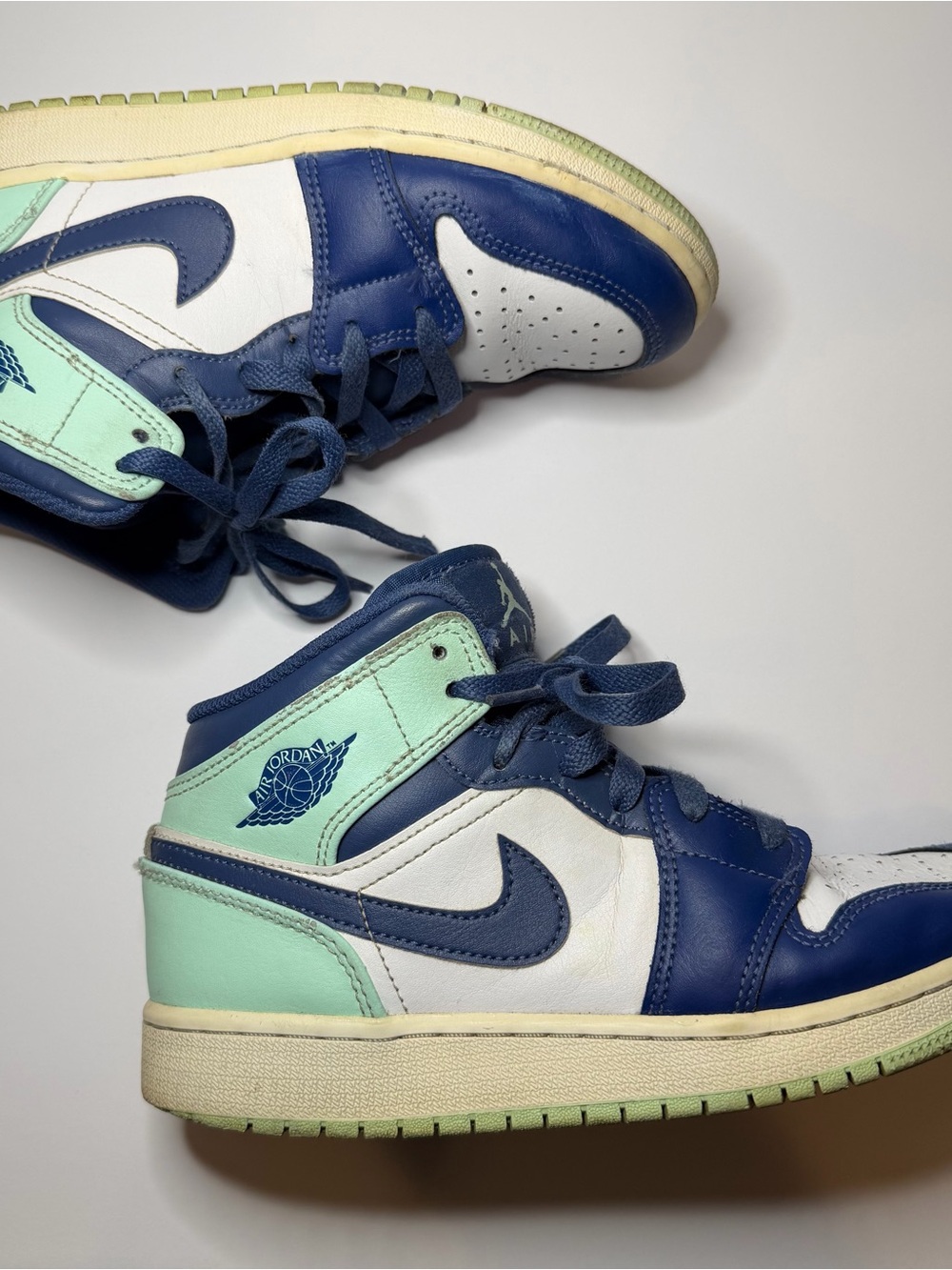 Jordan Kids High-Top Sneakers in Navy, Mint, and White